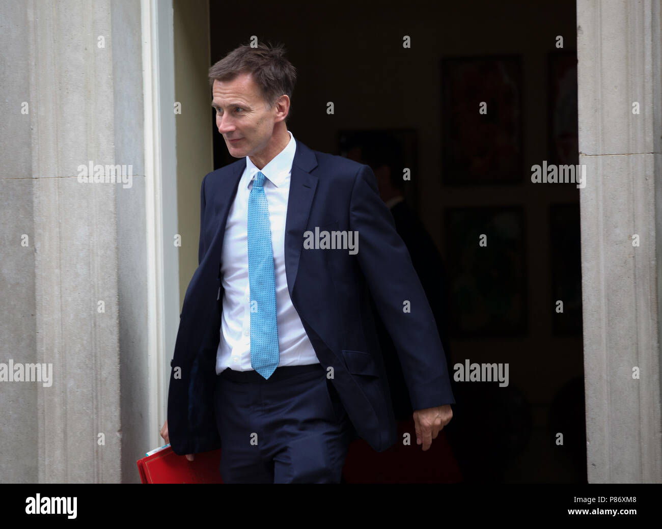 Londra, UK, 10 luglio 2018,il Segretario di Stato per gli Affari Esteri e del Commonwealth del Rt Hon Jeremy Hunt MP lascia dopo il cabinet settimanale dopo la riunione di ieri dimissioni shock di David Davis e Boris Johnson al 10 di Downing Street a Londra.Credit Keith Larby/Alamy Live News Foto Stock