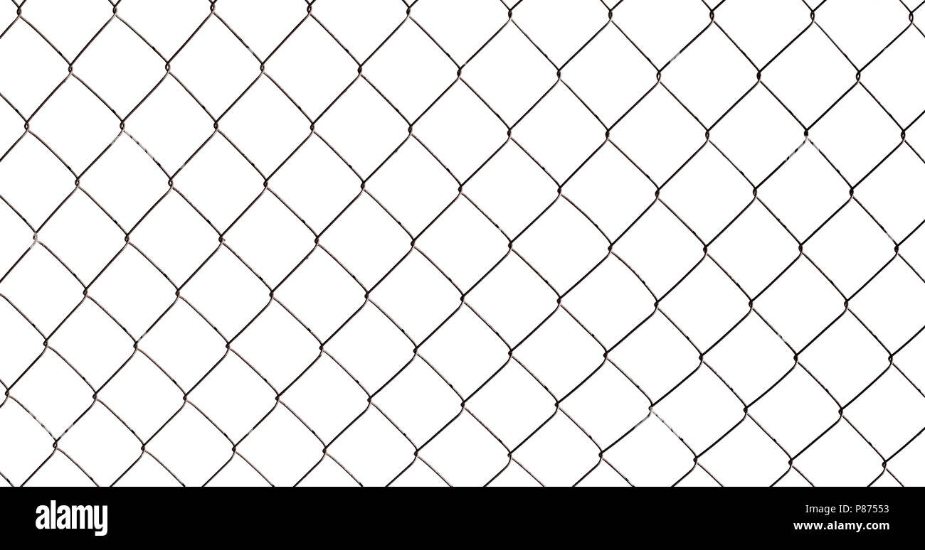 A catena collegamento recinto isolato su sfondo bianco, texture foto Foto Stock