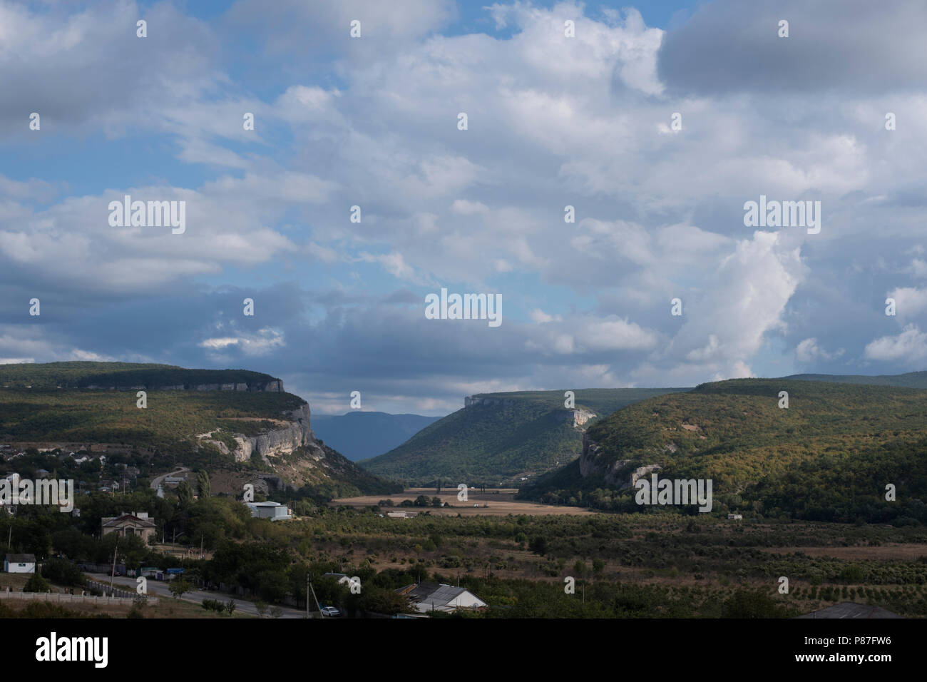 Gole di montagna con alberi Foto Stock