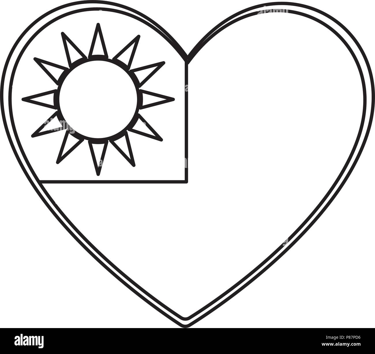 Cuore con taiwan design bandiera su sfondo bianco, illustrazione vettoriale Illustrazione Vettoriale