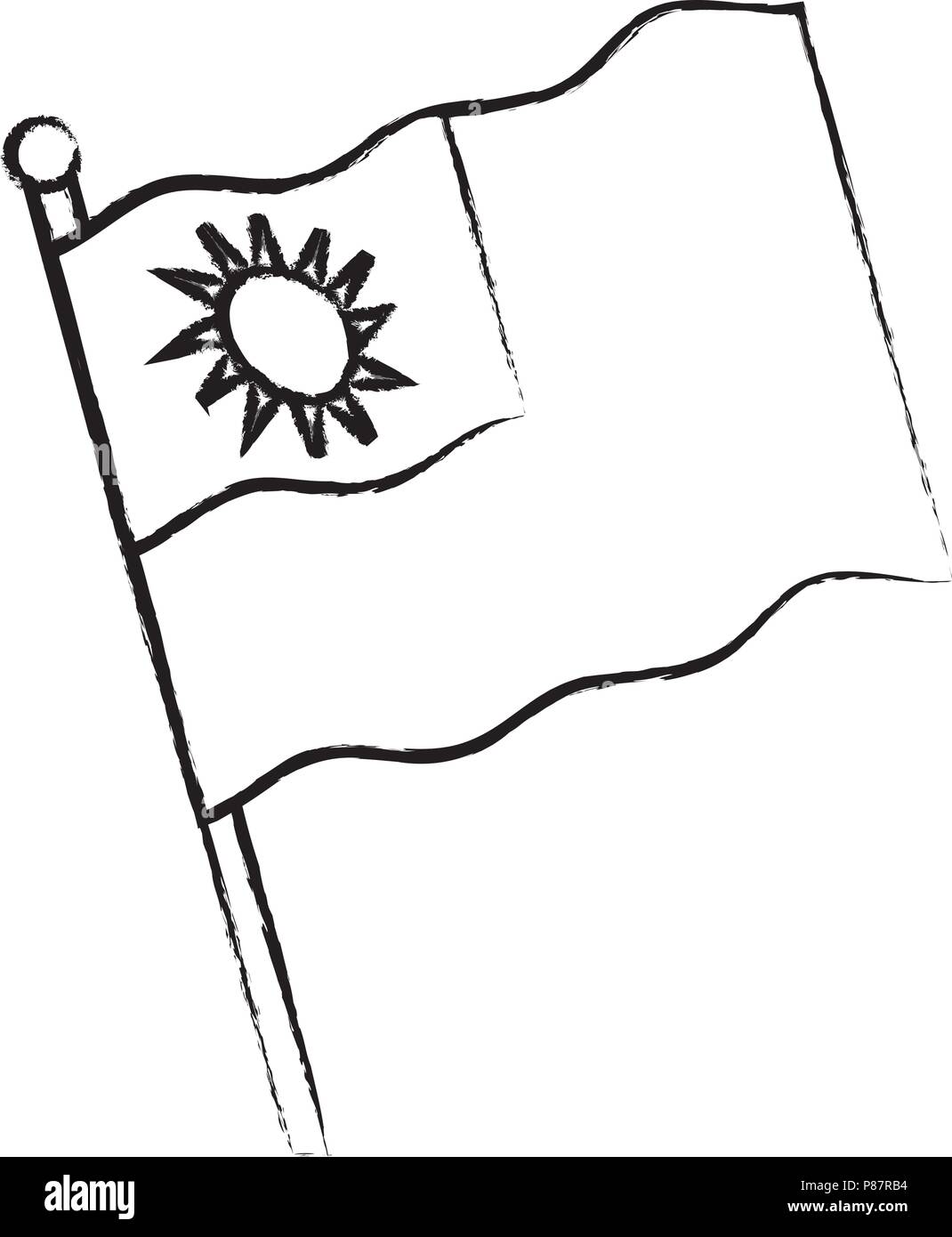 Taiwan icona bandiera su sfondo bianco, illustrazione vettoriale Illustrazione Vettoriale