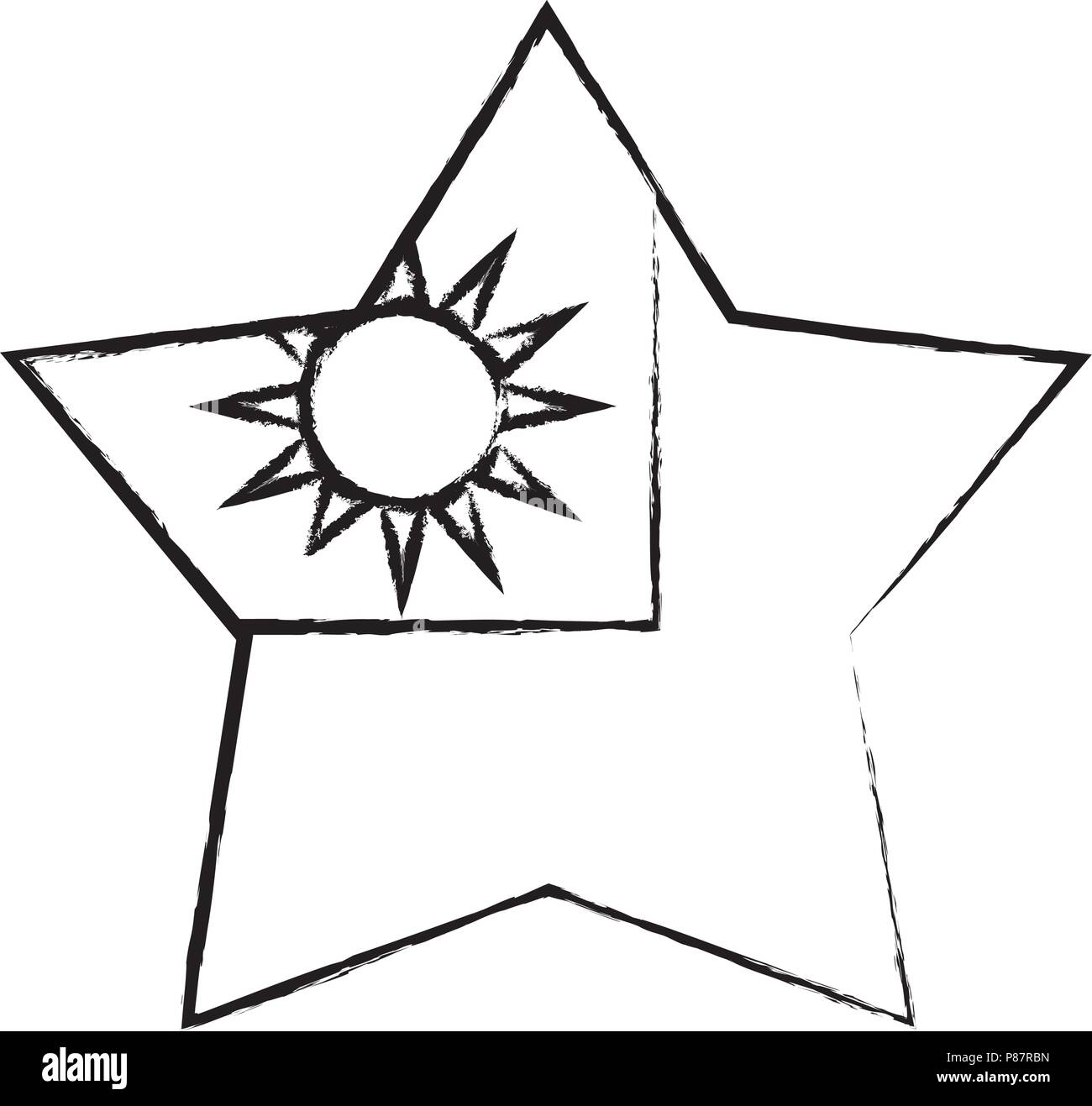 Bandiera di Taiwan in forma a stella su sfondo bianco, illustrazione vettoriale Illustrazione Vettoriale