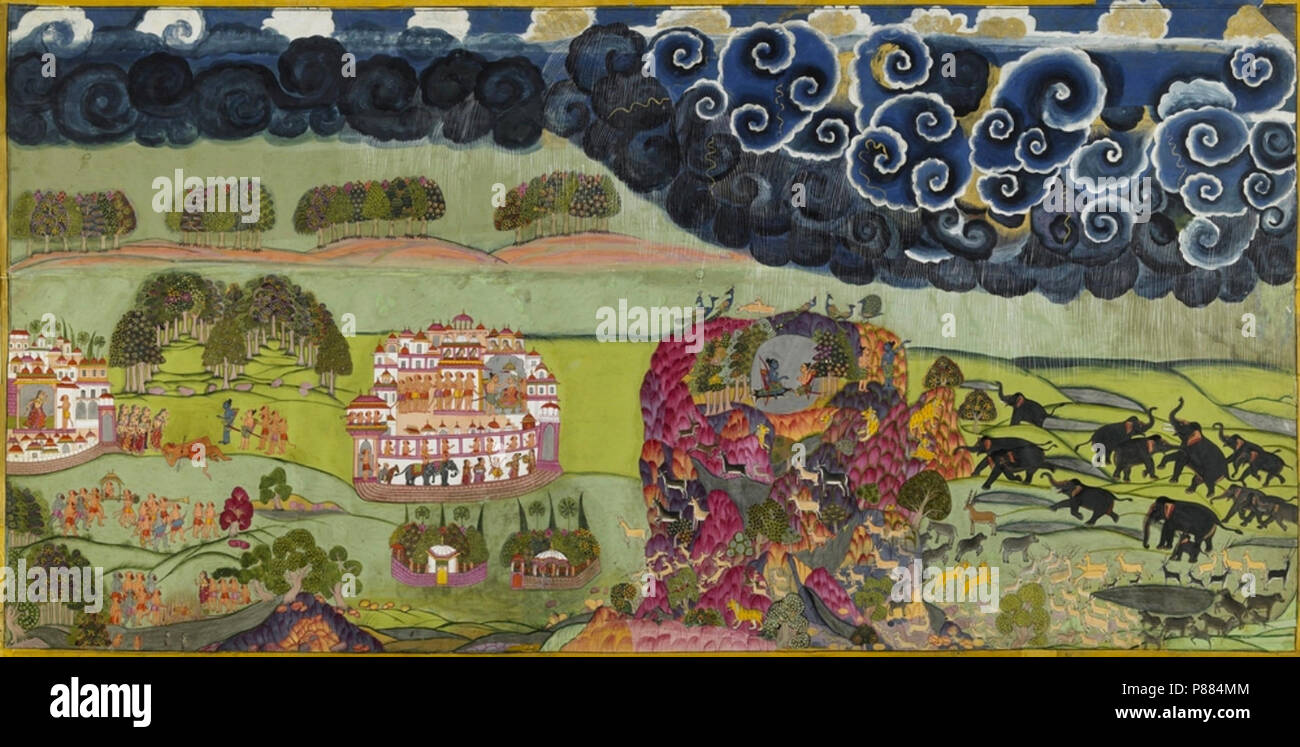 5 illustrazione da il Ramcharitmanas di Tulsidas (1532-1623) Jodhpur, c. 1775; 62,7 x tra 134,5 cm Museo Mehrangarh Trust. Foto Stock