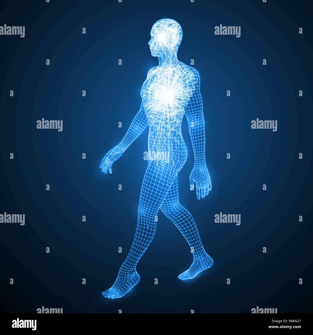 L'energia dell'uomo a piedi. Illustrazione Vettoriale