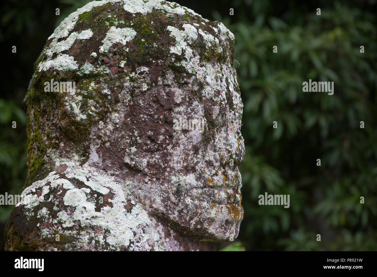 Tiki statua, Hiva Oa, Isole Marchesi Foto Stock