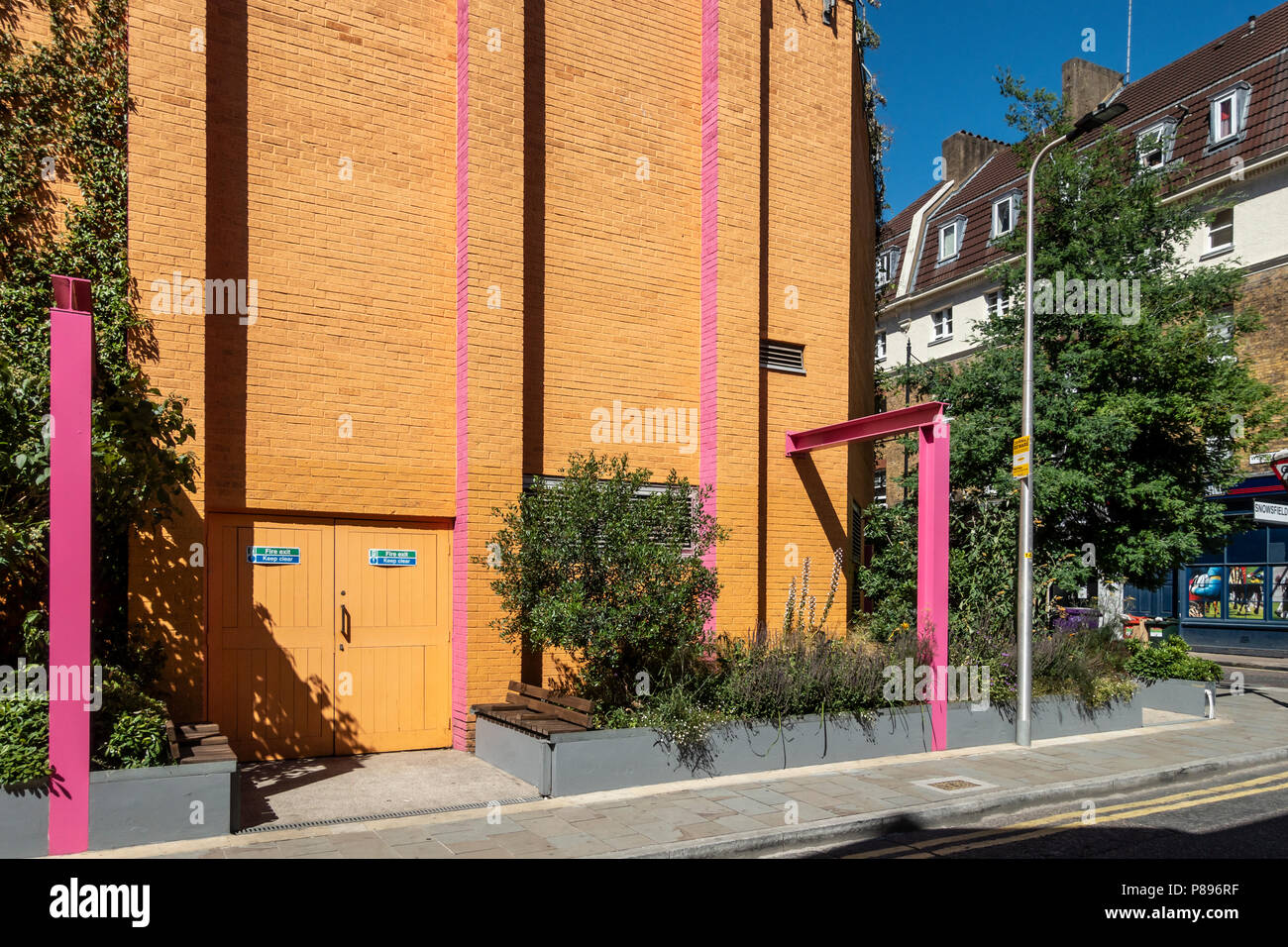 La tasca Park, impollinatrice-friendly giardino, progettato da Zandra Rhodes e Joe Swift presso il Teatro di Greenwood, Southwark, Londra, Inghilterra, Regno Unito Foto Stock
