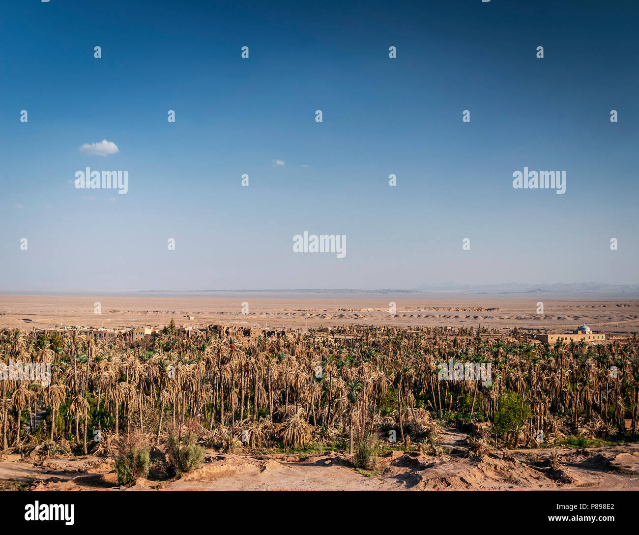 Il paesaggio del deserto vista in oasi garmeh vicino a yazd Iran meridionale Foto Stock