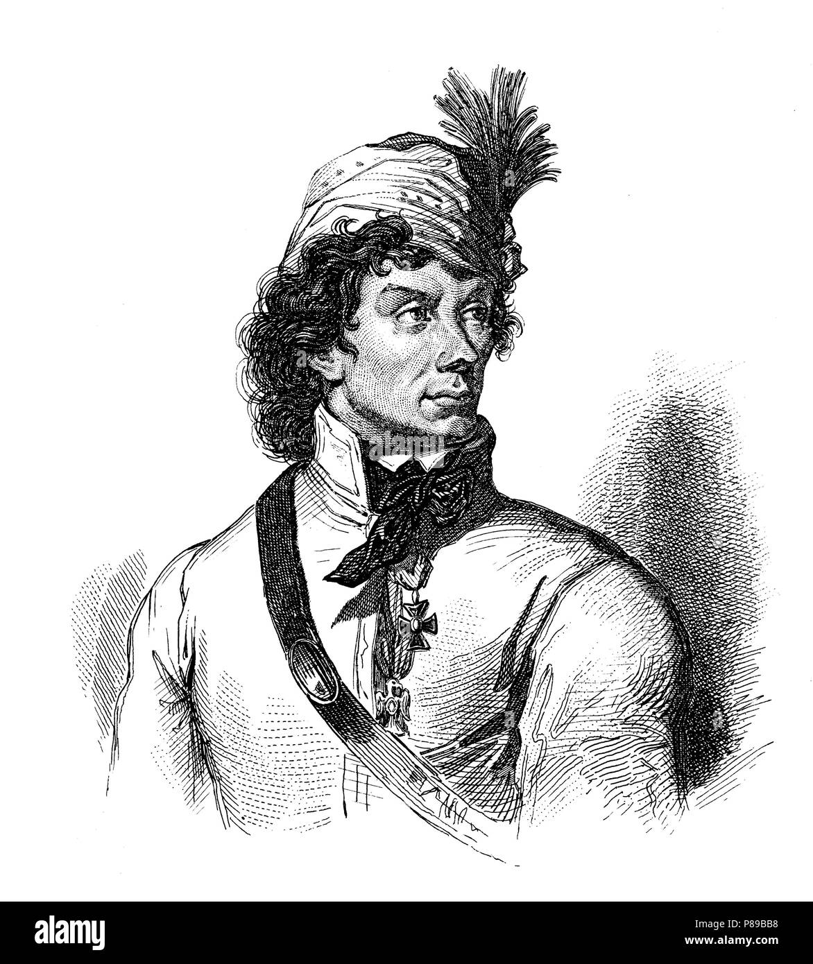 La Polonia. Tadeusz Kosciuszko (1746-1817), ingegnere e militare polacco leader. Attacco, 1850. Foto Stock