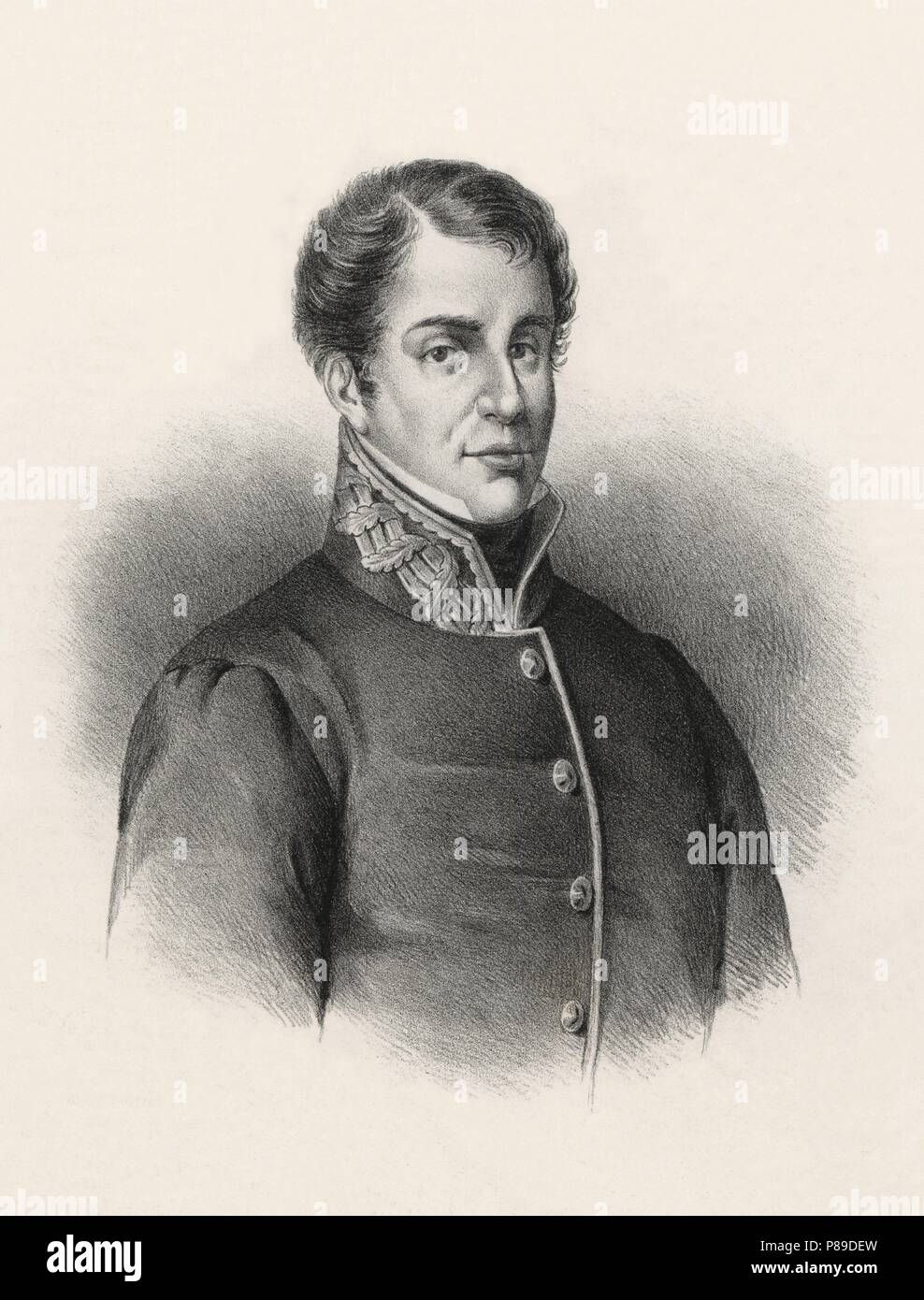 Rafael del Riego Flórez (1784-1823), militar y político español liberale. Grabado de 1880. Foto Stock
