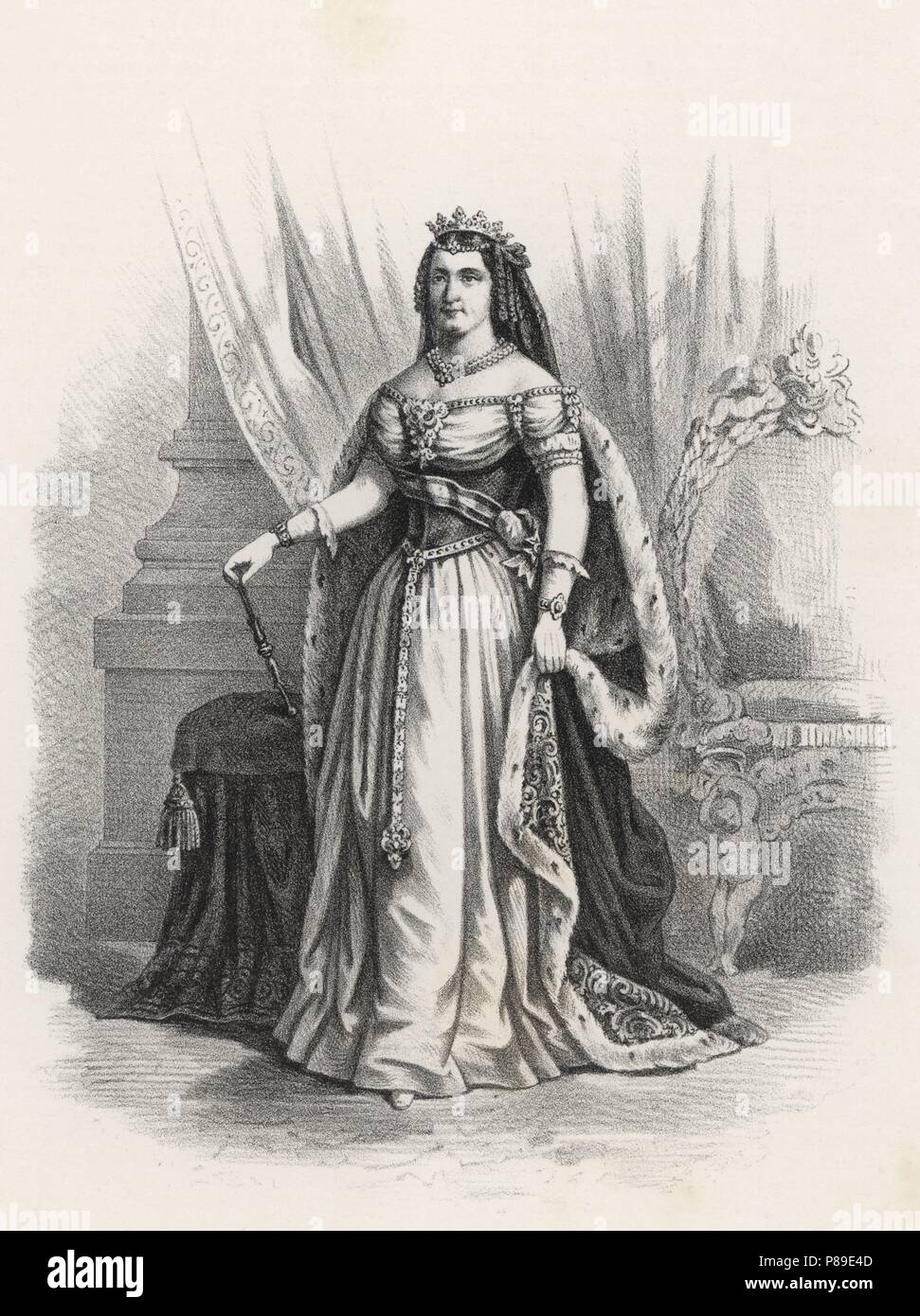 María Cristina de Borbón Dos Sicilias (1806-1878), reina de España. Grabado de 1880. Foto Stock