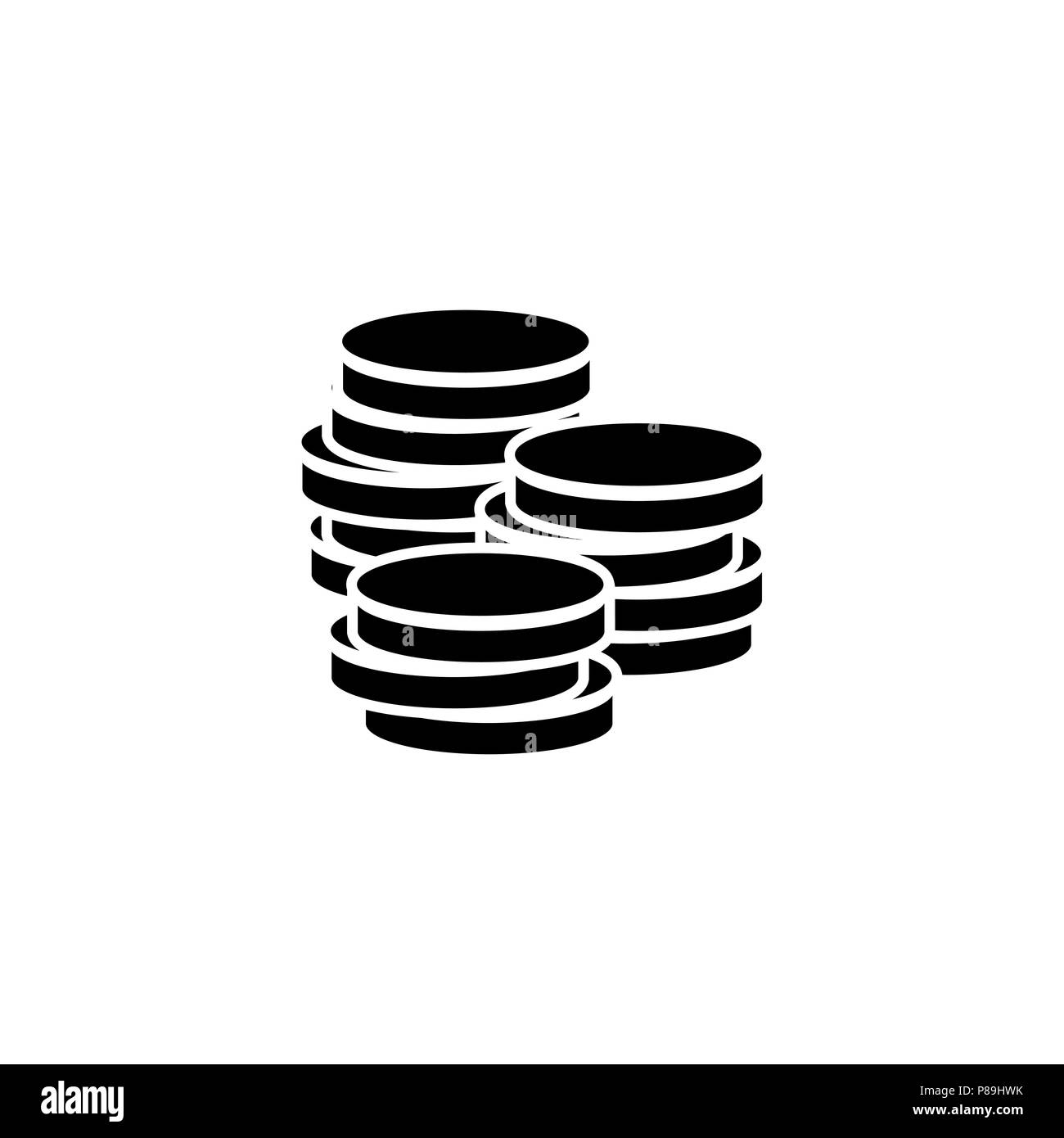 Stack di monete in stile piatto denaro monete impilate icona Illustrazione Vettoriale