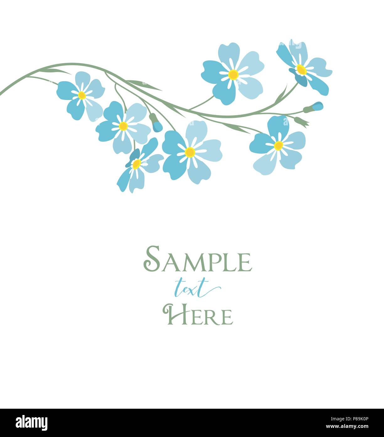 Illustrazione Vettoriale fiori blu. Ramo di dimenticare blu-me-non fiori Illustrazione Vettoriale