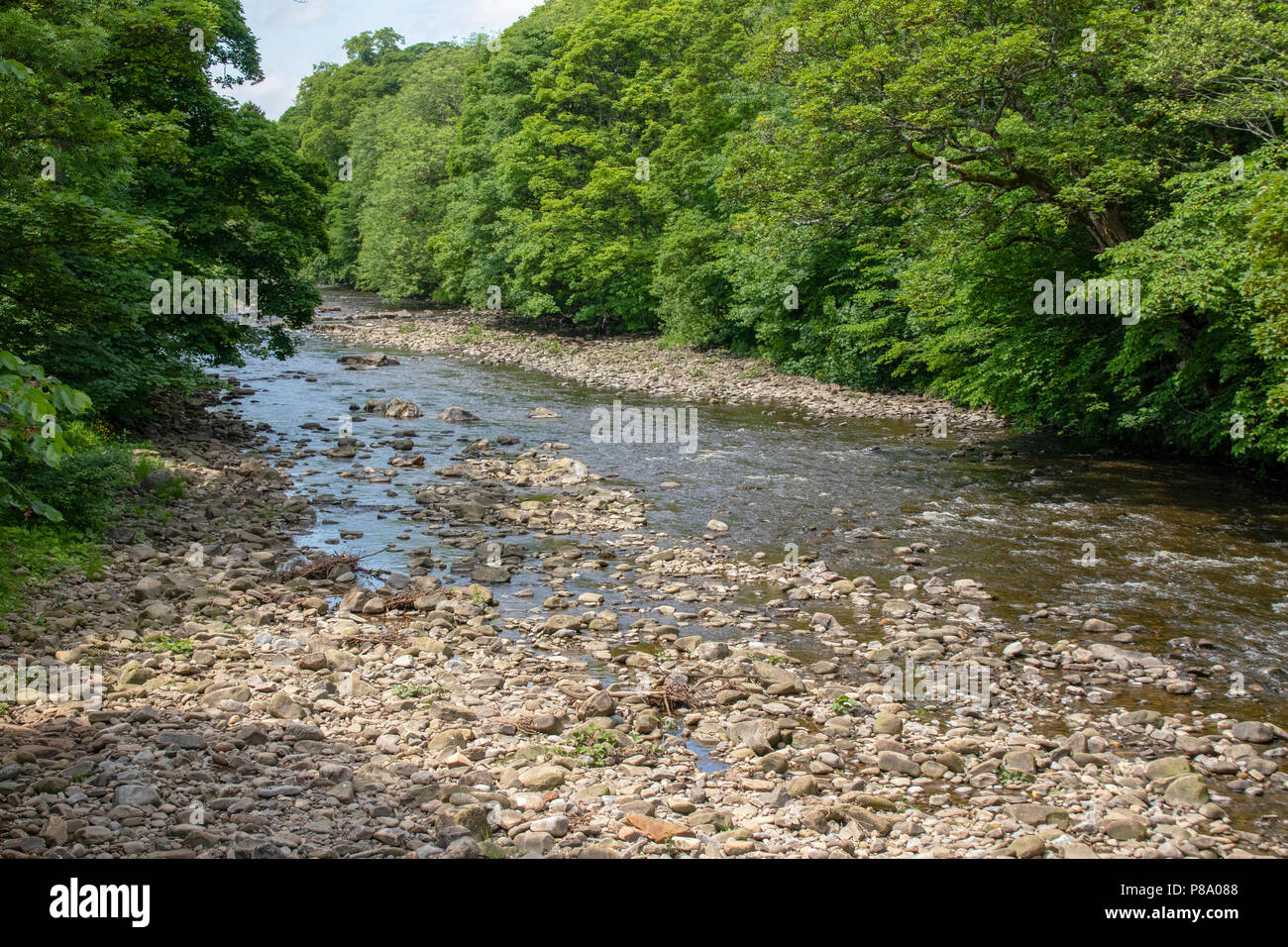 Usura del fiume a Stanhope, Weardale, County Durham Foto Stock