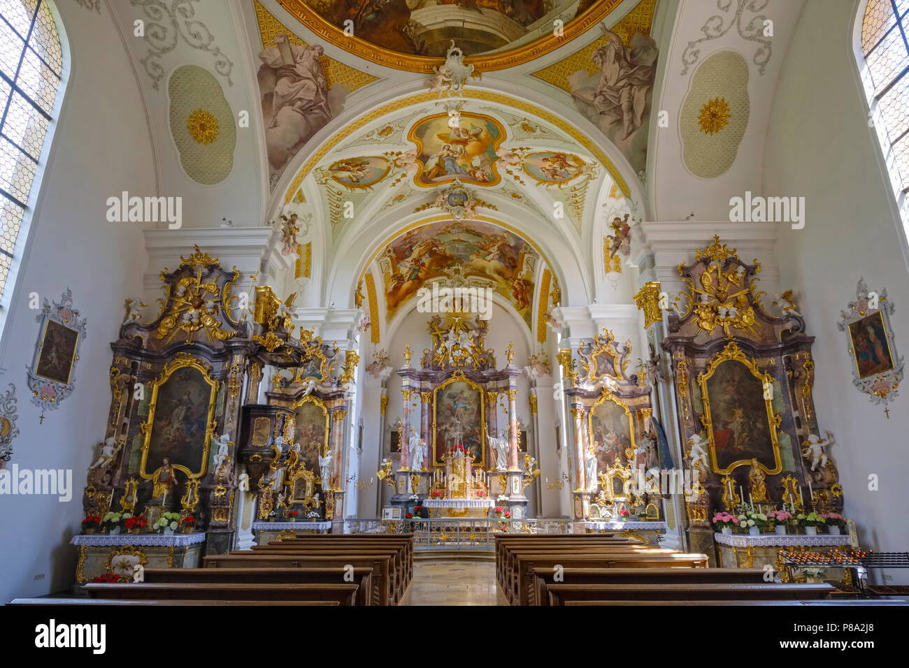 Chiesa abbaziale dell'Assunzione, Oberschönenfeld Monastero, Gessertshausen, Svevia, Baviera, Germania Foto Stock