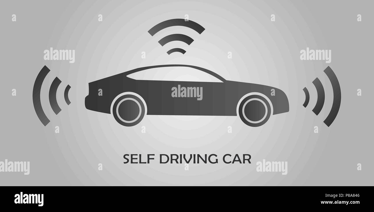 Io autonomo-guida sensori Automobile Smart Auto veicolo Driverless illustrazione vettoriale Illustrazione Vettoriale