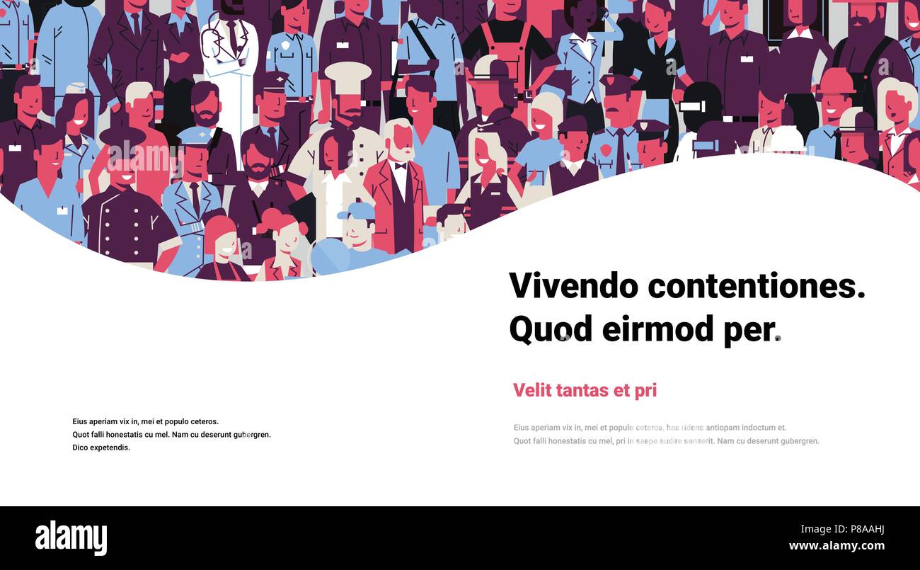 Grande folla di forze di sicurezza partecipare guardare la polizia mostrano piana orizzontale e spazio di copia Illustrazione Vettoriale