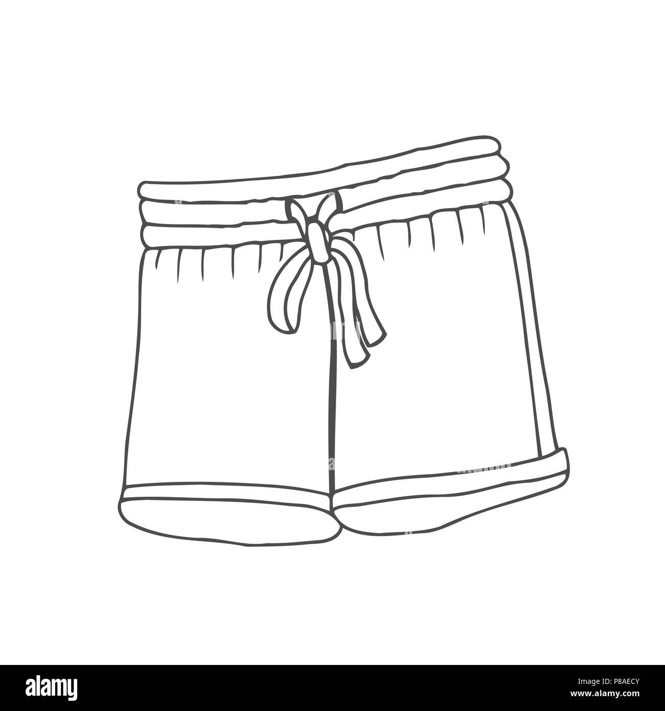 Illustrazione Vettoriale di uomini e donne di sport shorts. Vista anteriore e posteriore Illustrazione Vettoriale