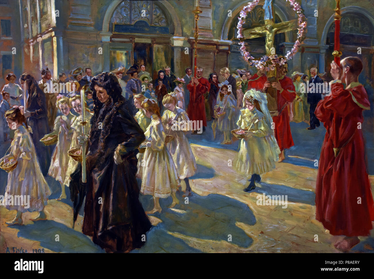La processione - La processione 1908 da Arturo Fittke (Trieste 1873 - Divaccia / Slovenia 1910) Italia Italiano Foto Stock
