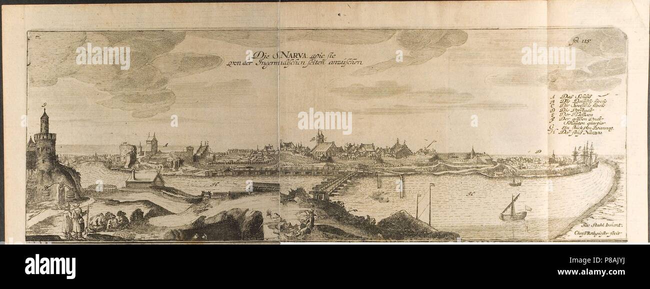 Narva (Illustrazione da 'Viaggi per il Gran Duca di Moscovia e il re di Persia' da Adam Olearius). Museo: Collezione privata. Foto Stock