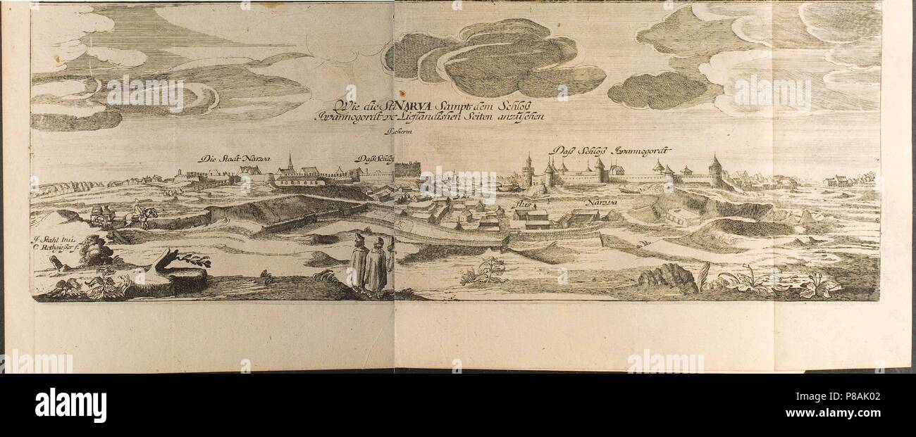 Narva (Illustrazione da 'Viaggi per il Gran Duca di Moscovia e il re di Persia' da Adam Olearius). Museo: Collezione privata. Foto Stock