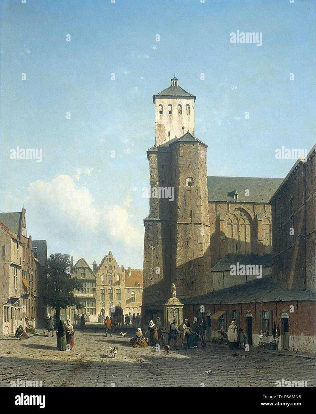 Weissenbruch gen - Gezicht Op De Kerk Van St Denis Te Luik Foto Stock