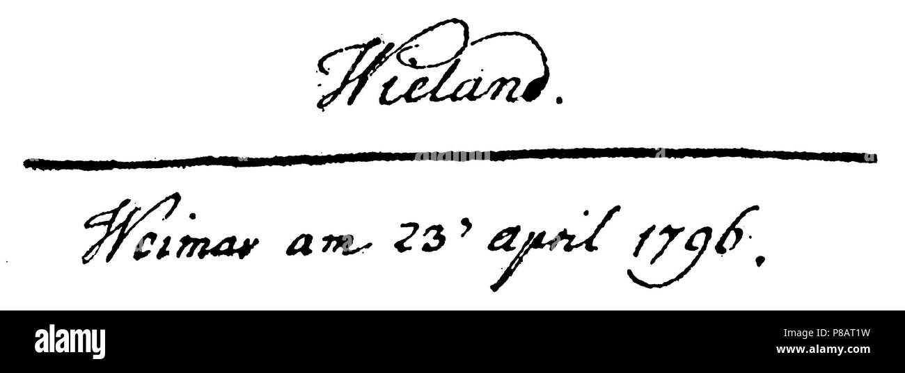 Wieland Christoph Martin (1733-1813), poeta tedesco, traduttore e editore dell'Illuminismo, autographe, 1895 Foto Stock