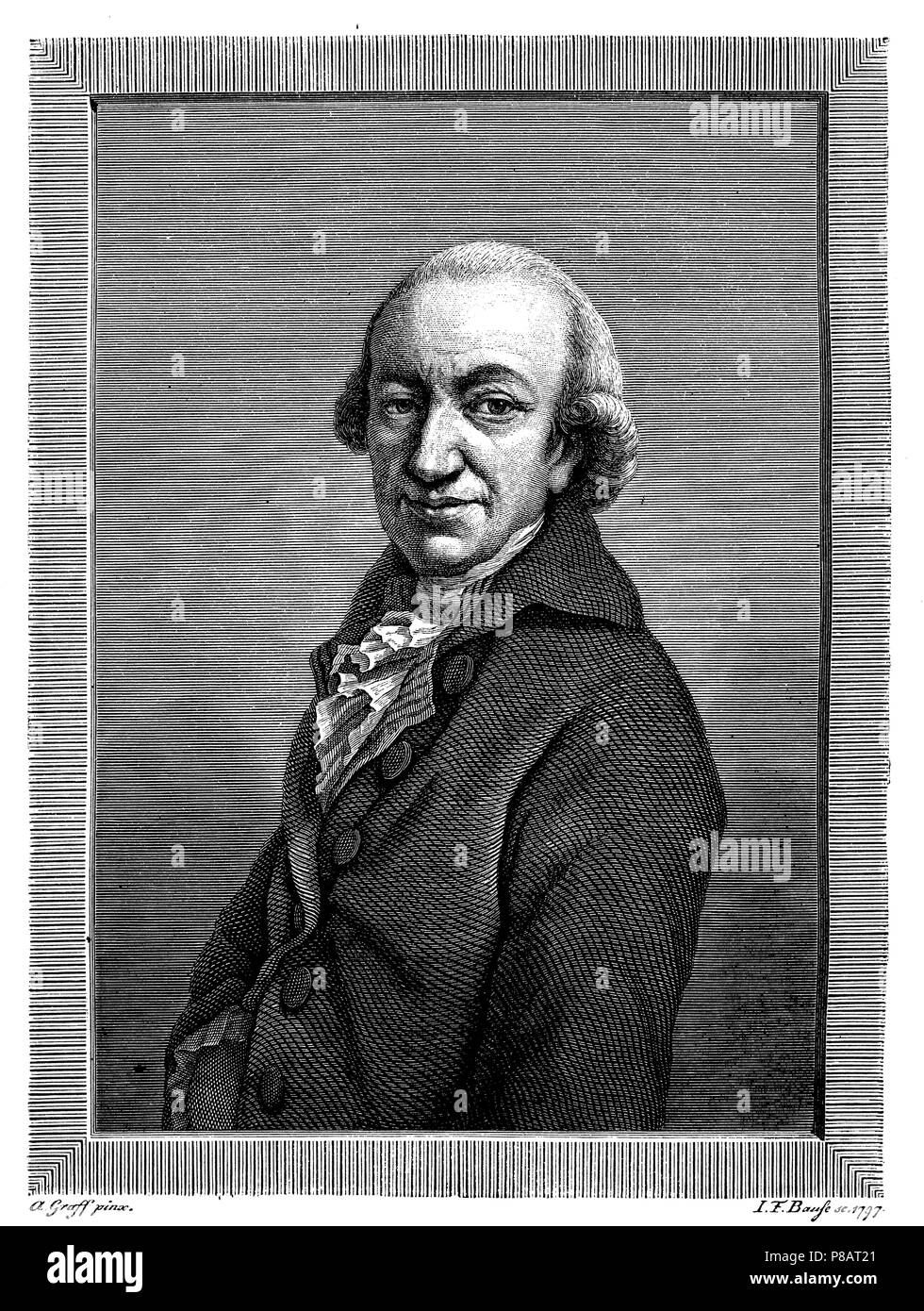 Wieland Christoph Martin (1733-1813), poeta tedesco, traduttore e editore dell'Illuminismo. Disegnata da MI F Bause, 1797, inciso da un Graff, un Graff u I F Bause 1881 Foto Stock