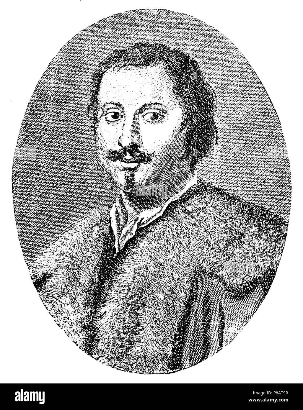 Evangelista Torricelli. (1608 - 1647) Dopo G. Traballeri, inciso da p. Allegrini, Foto Stock