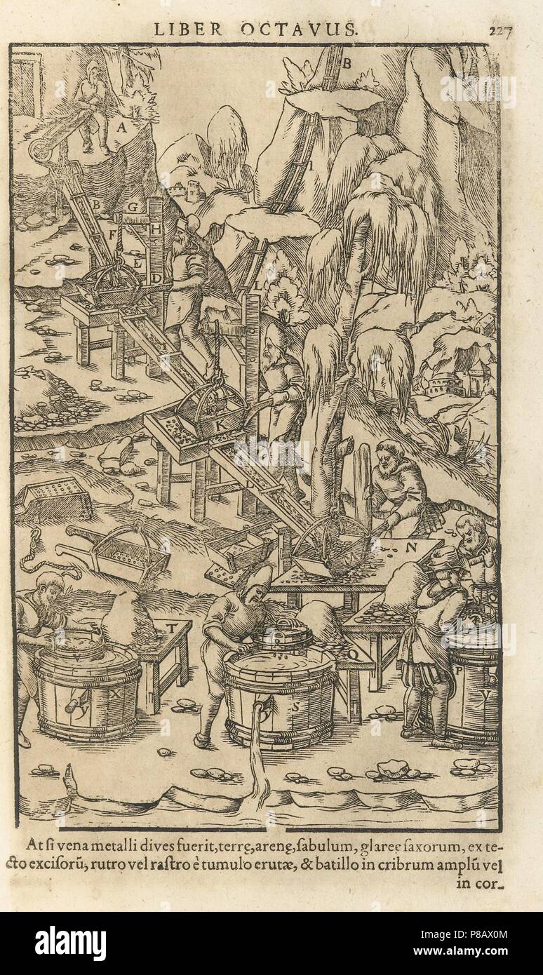 Illustrazione da De re metallica libri XII da parte di Georgius Agricola. Museo: Collezione privata. Foto Stock