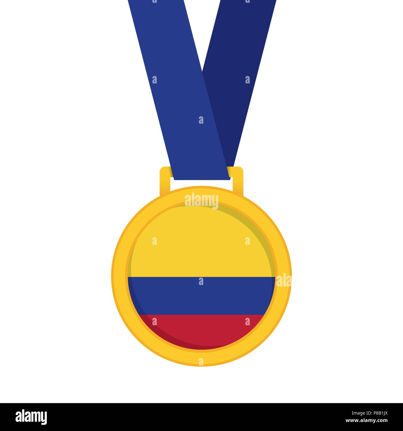 Colombia bandiera nazionale gold al primo posto i vincitori della medaglia. Illustrazione Vettoriale