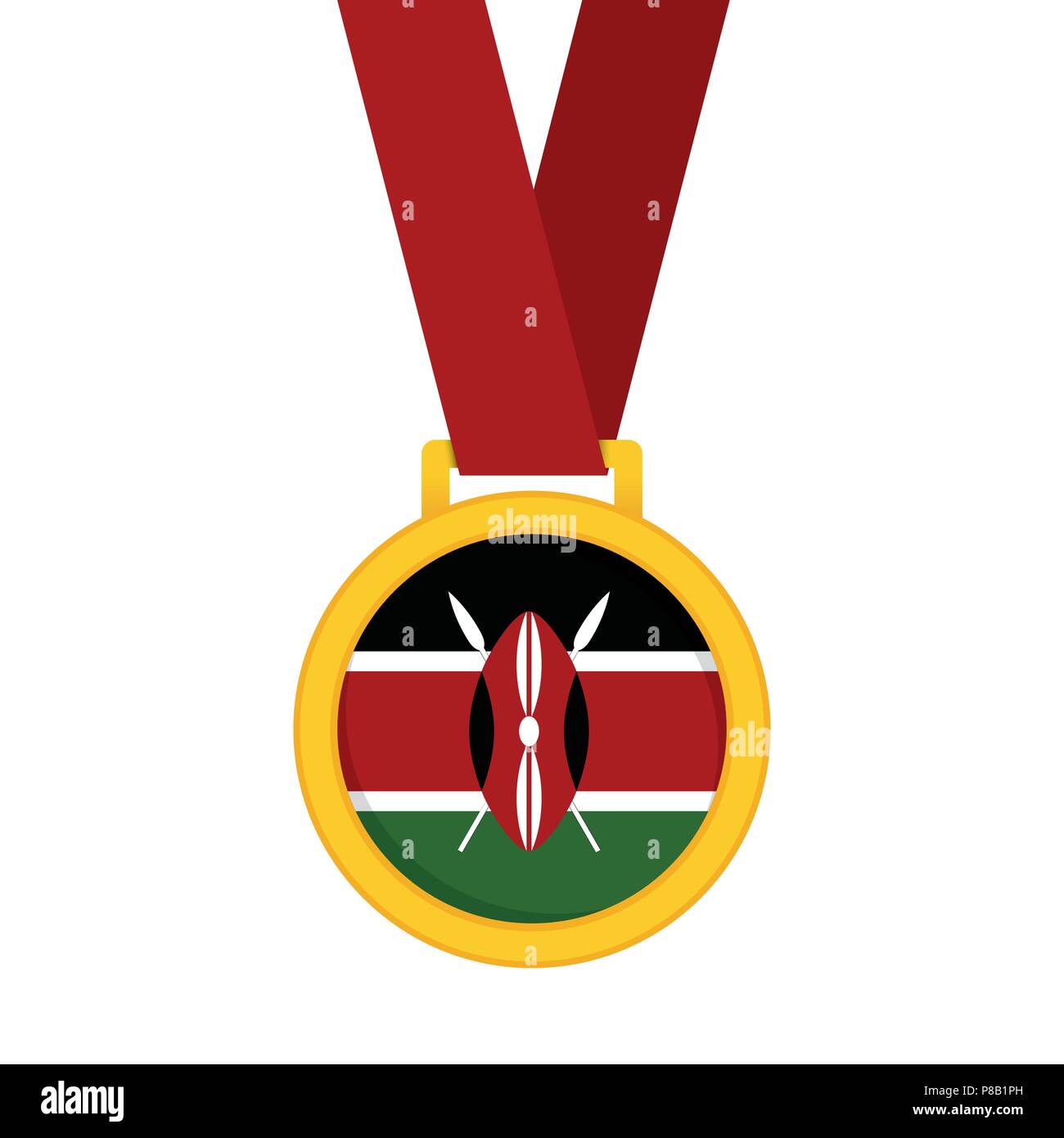 Kenya bandiera nazionale gold al primo posto i vincitori della medaglia. Illustrazione Vettoriale