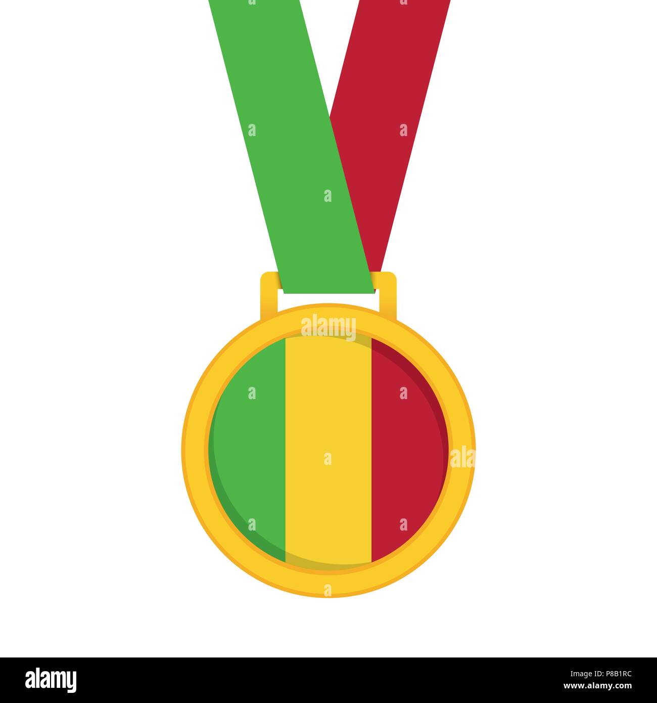 Mali bandiera nazionale gold al primo posto i vincitori della medaglia. Illustrazione Vettoriale