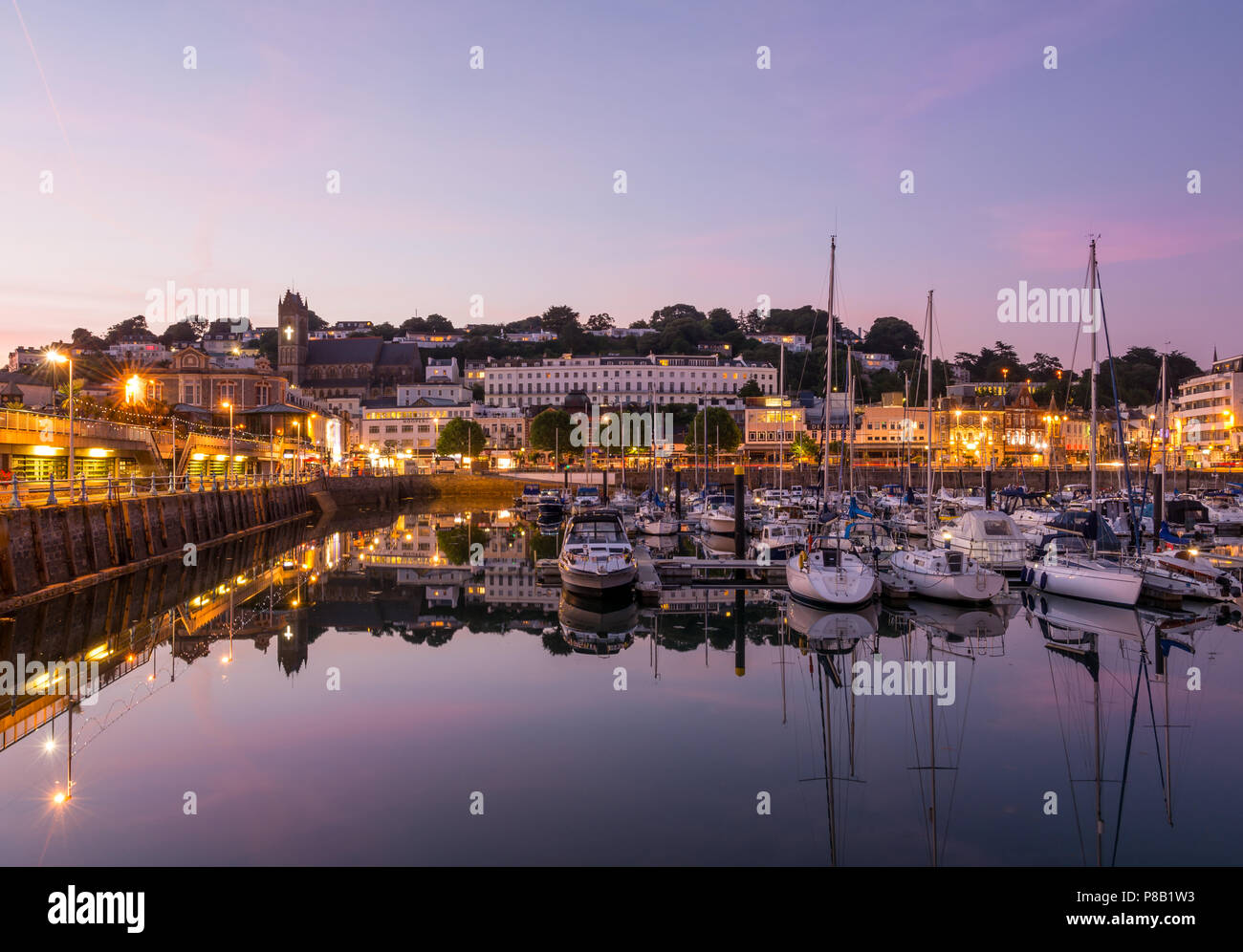 Torquay Harbour dal crepuscolo Foto Stock