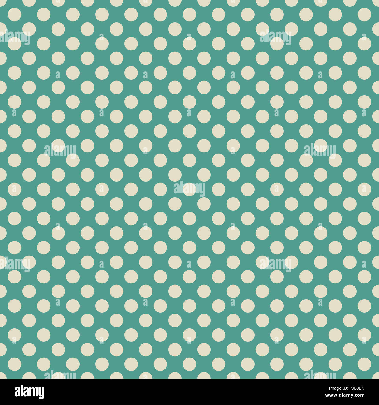 Retrò teal blu e verde di polka dot design di sfondo con beige o macchie bianche nel motivo di sfondo, retro illustrazione Foto Stock