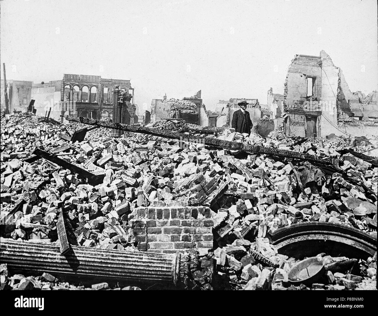 San Fransisco terremoto del 1906. Rovine del quartiere degli affari. Foto Stock