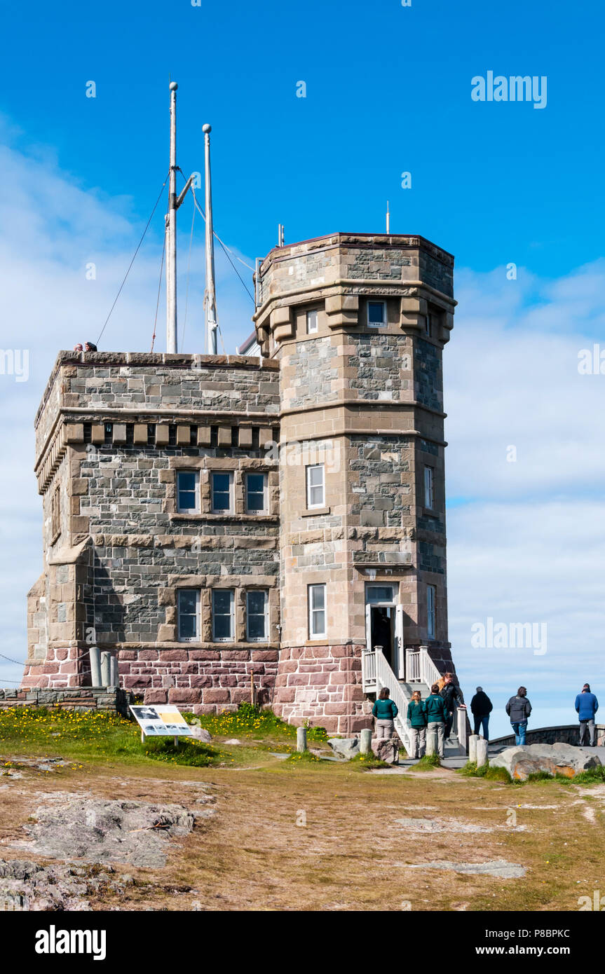 La Cabot Tower in St John's fu costruito nel 1898 per commemorare il quattrocentesimo anniversario della scoperta di Terranova, & la Regina Vittoria per il Giubileo di diamante. Foto Stock