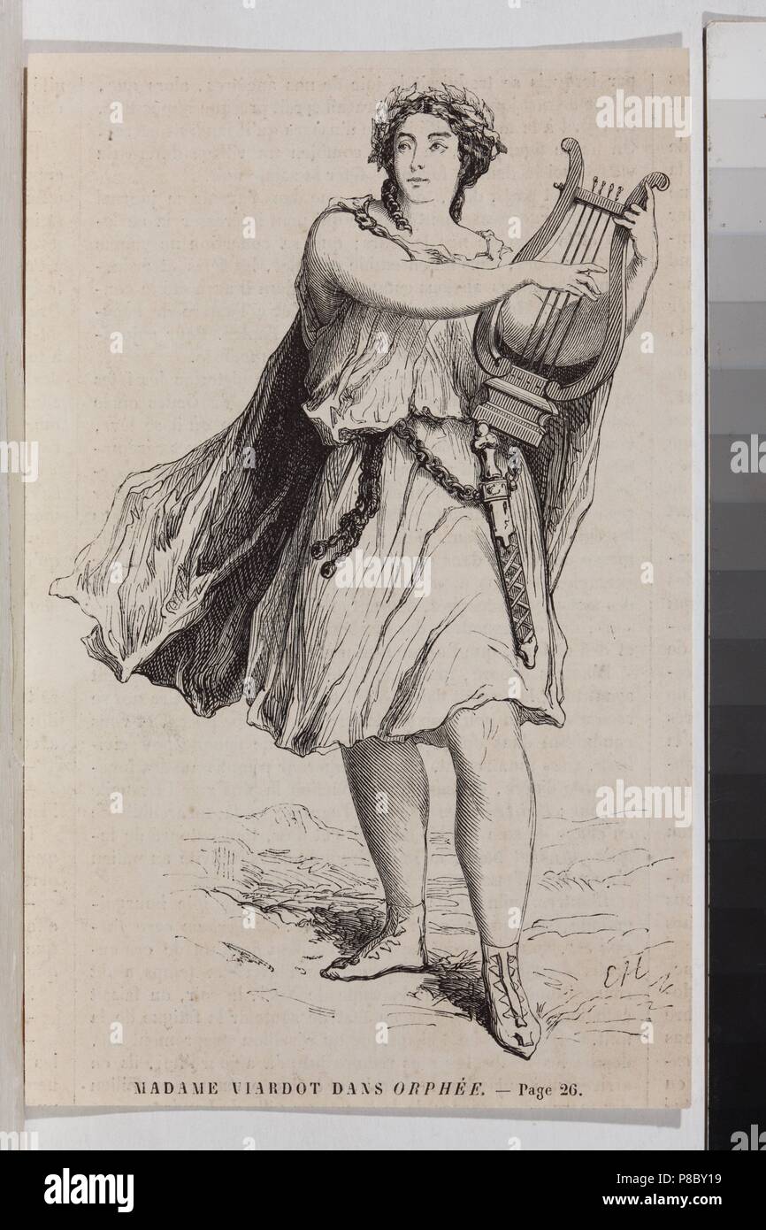 Pauline Viardot come Orfeo nella opera Orpheo ed Euridice da Ch. Gluck. Museo: I. Turgenev Memorial Museum di Mosca. Foto Stock