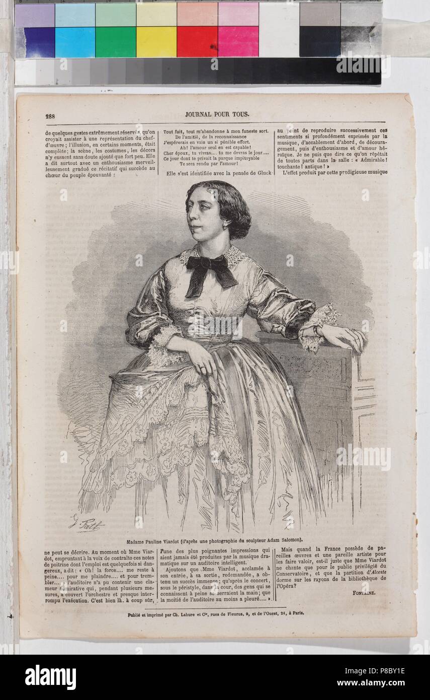 Ritratto del cantante e compositrice Pauline Viardot (1821-1910). Museo: I. Turgenev Memorial Museum di Mosca. Foto Stock