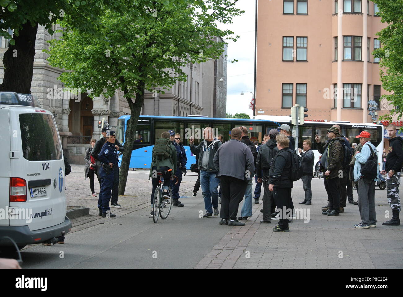 Anti immigrazione protesta a Helsinki Foto Stock