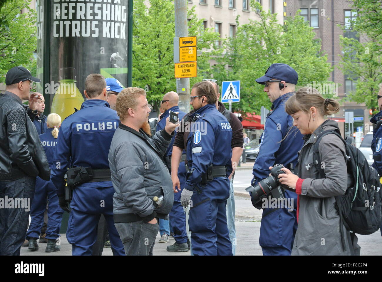 Anti immigrazione protesta a Helsinki Foto Stock