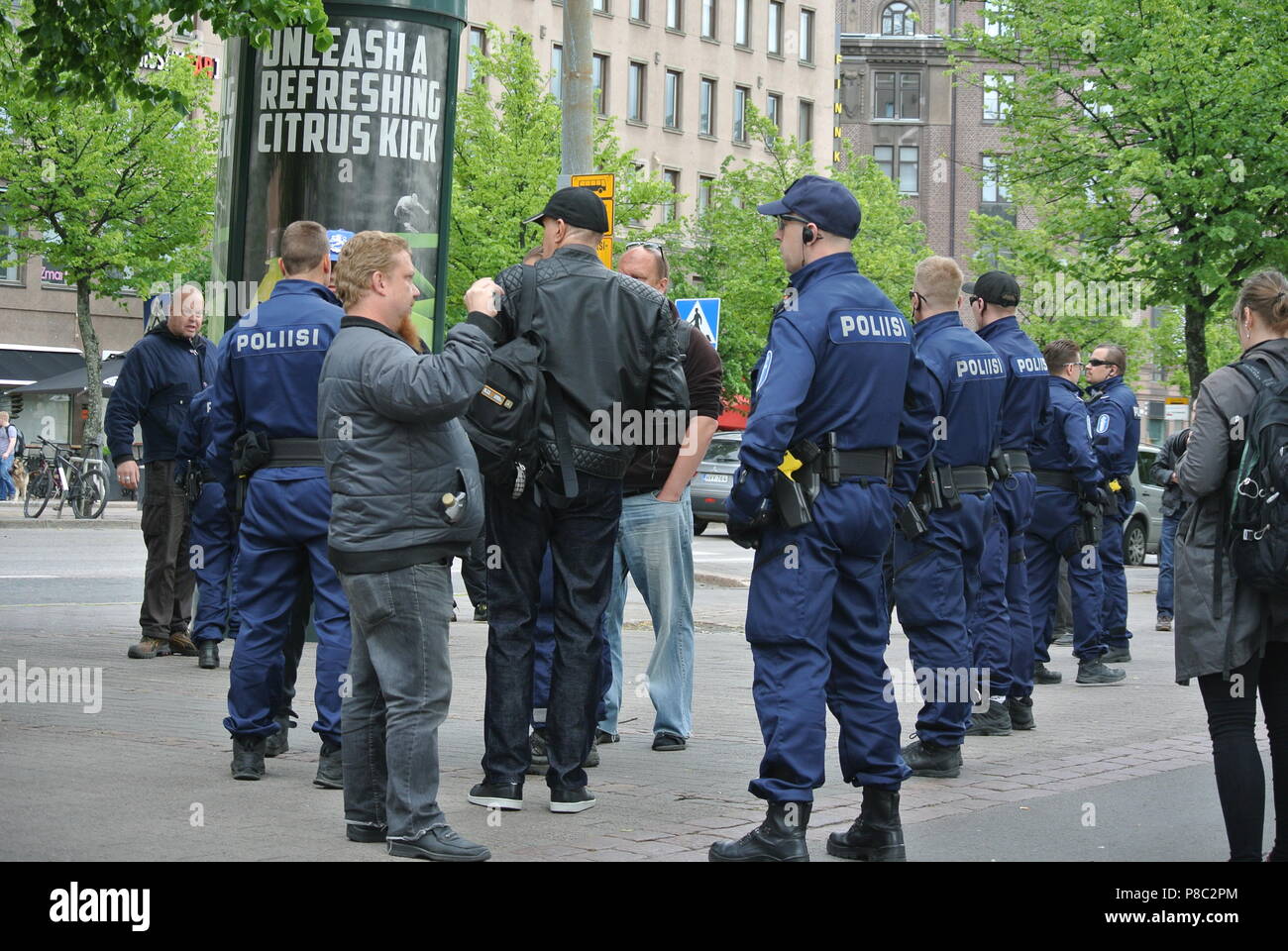 Anti immigrazione protesta a Helsinki Foto Stock