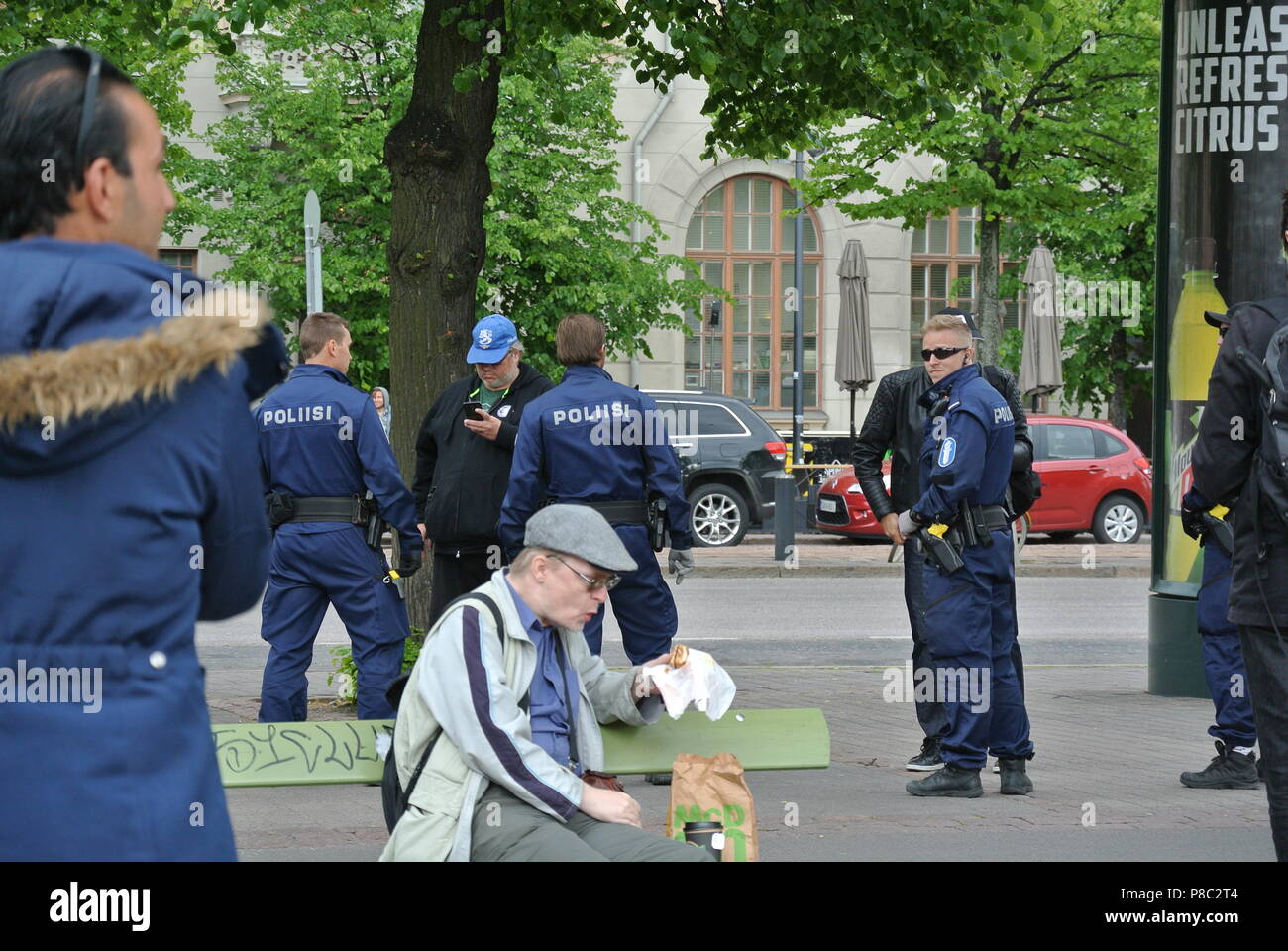 Anti immigrazione protesta a Helsinki Foto Stock