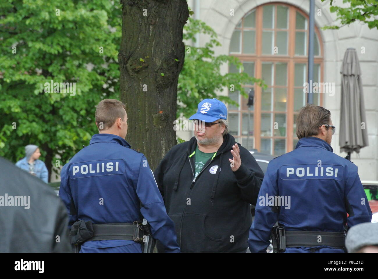 Anti immigrazione protesta a Helsinki Foto Stock