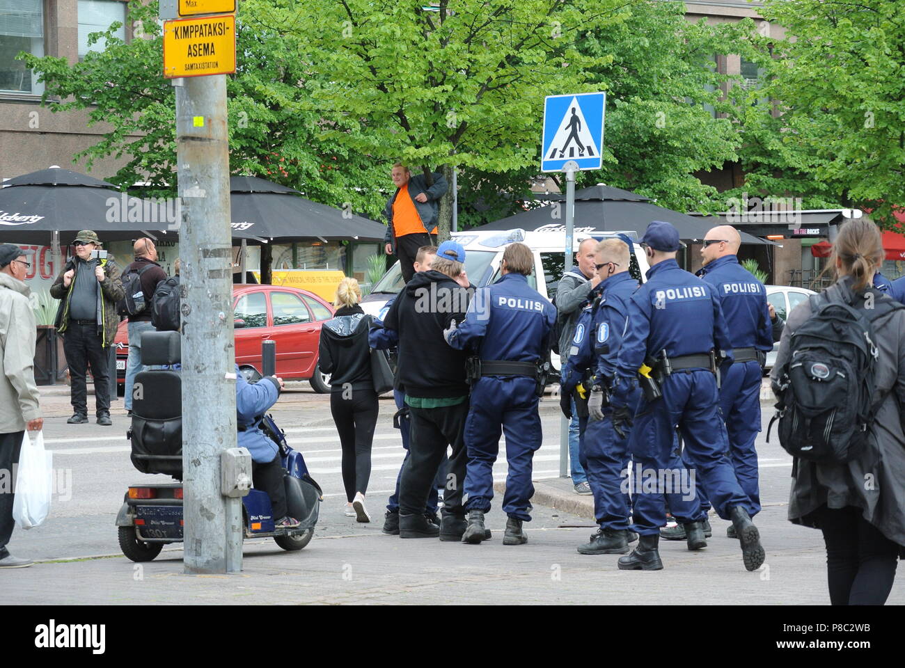 Anti immigrazione protesta a Helsinki Foto Stock