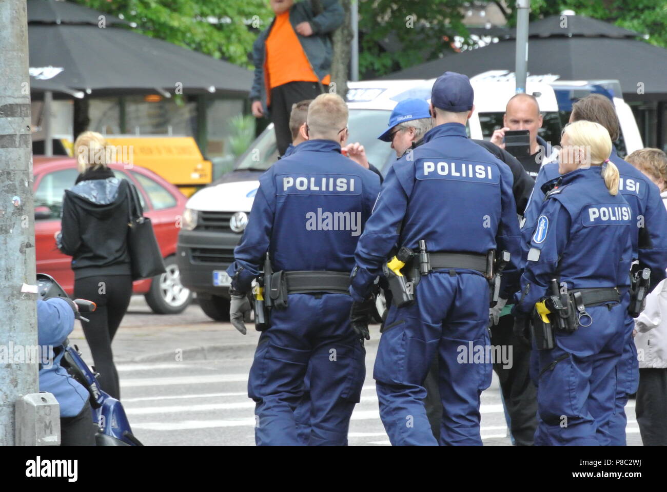 Anti immigrazione protesta a Helsinki Foto Stock