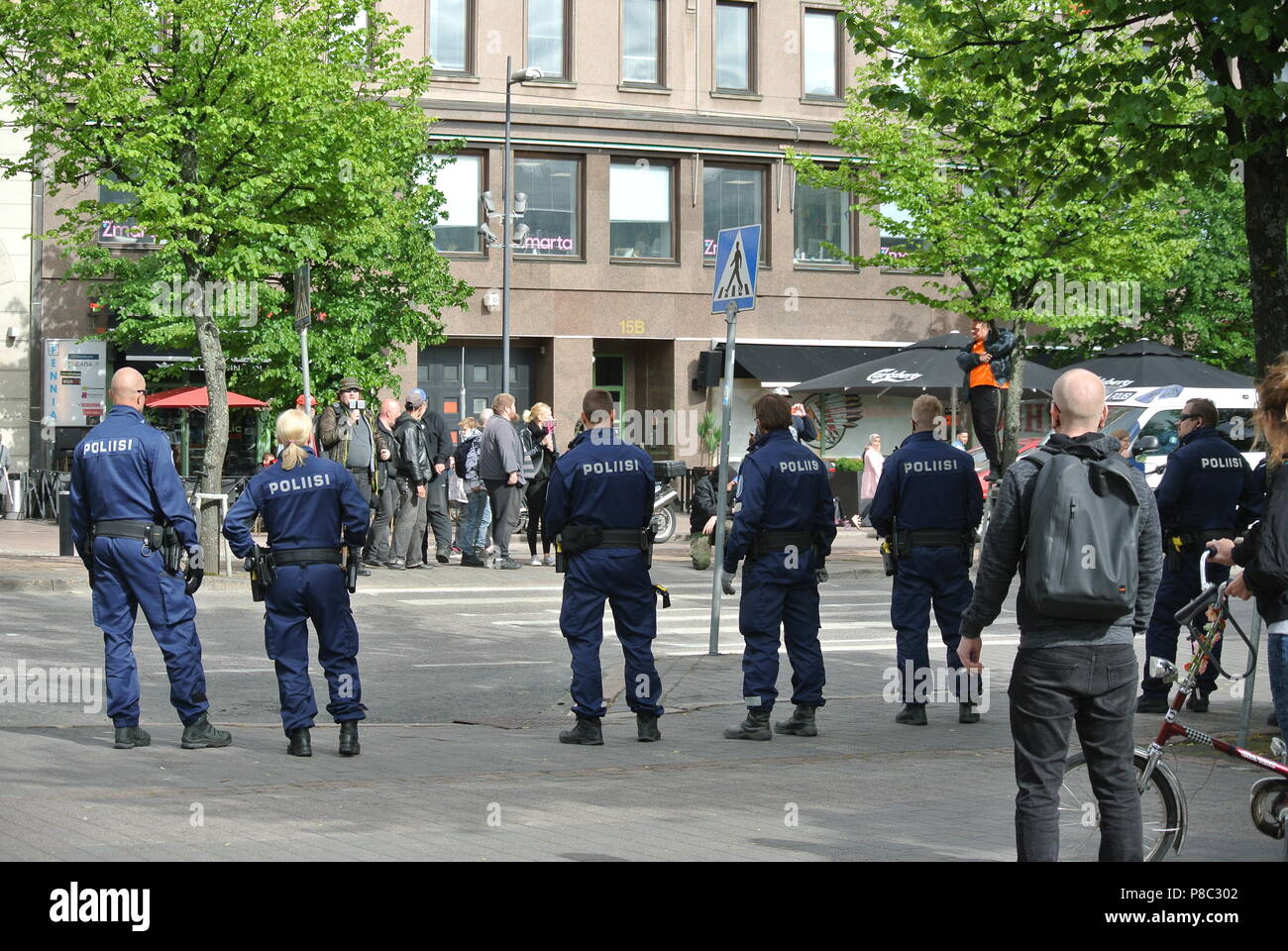 Anti immigrazione protesta a Helsinki Foto Stock