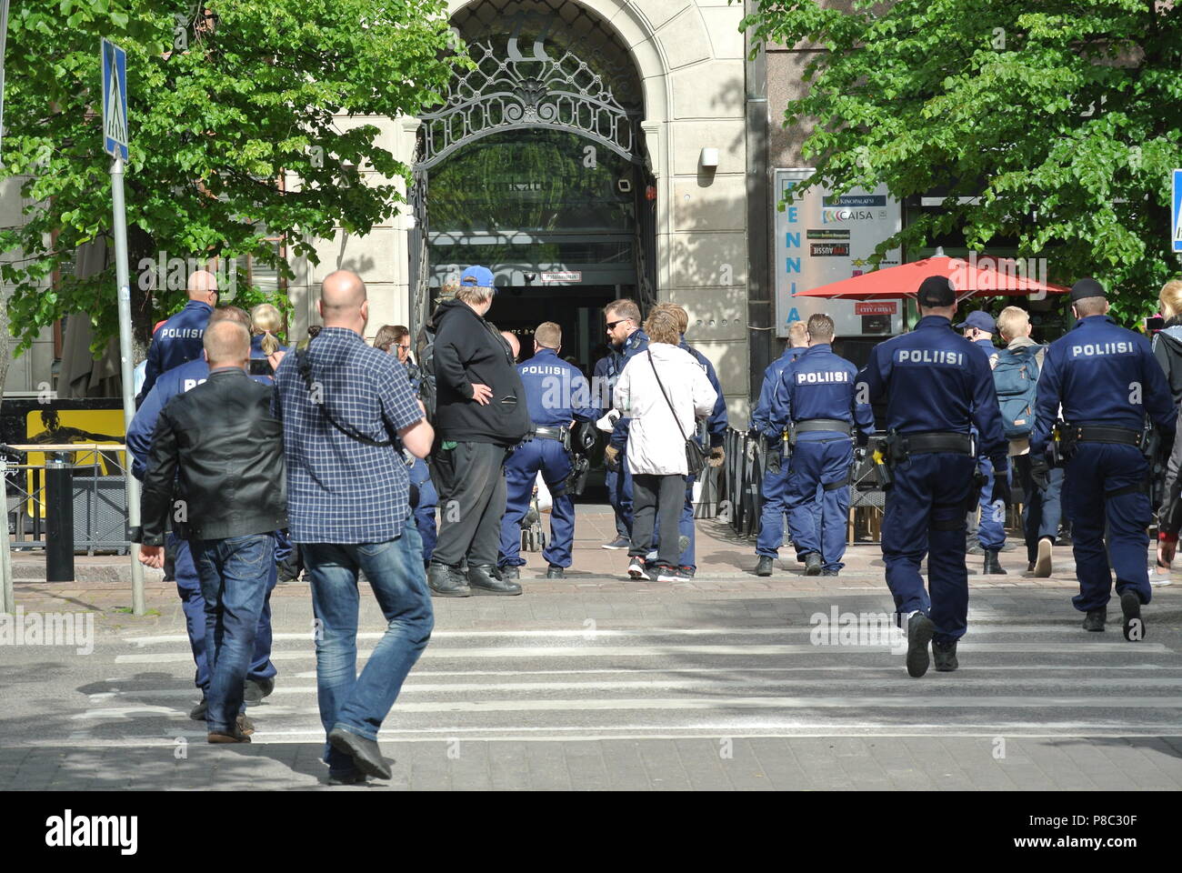 Anti immigrazione protesta a Helsinki Foto Stock