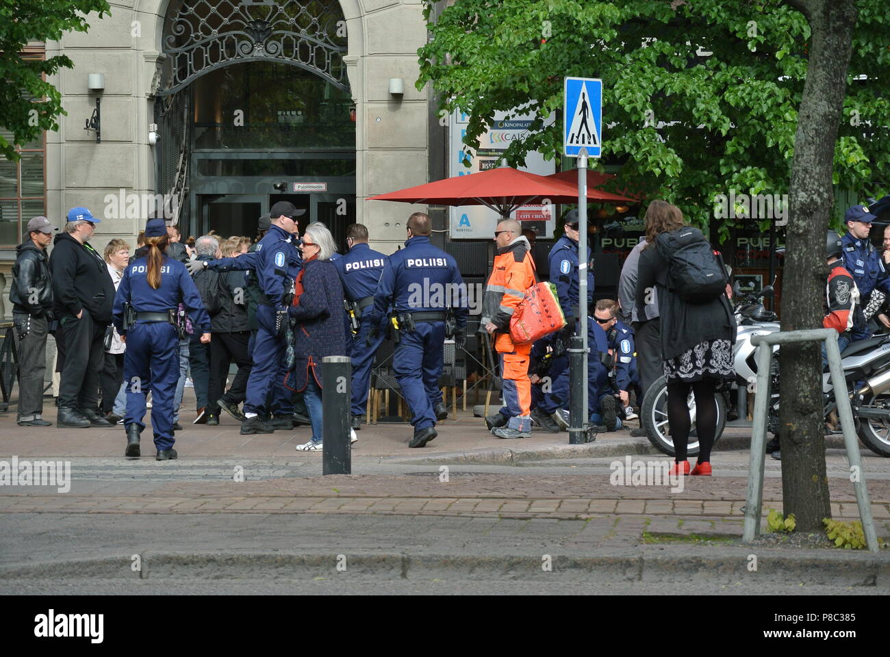 Anti immigrazione protesta a Helsinki Foto Stock