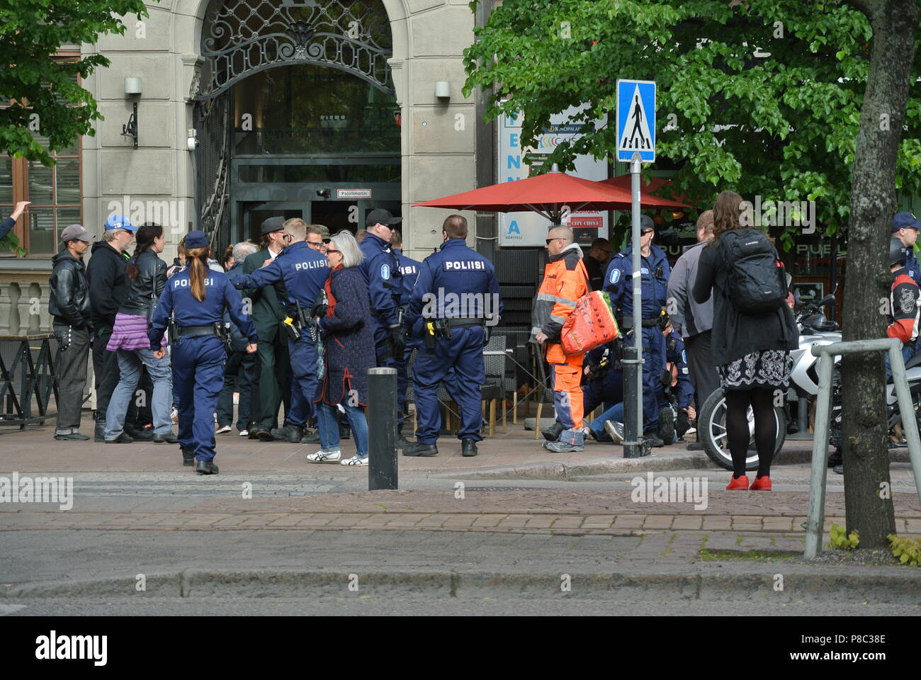 Anti immigrazione protesta a Helsinki Foto Stock