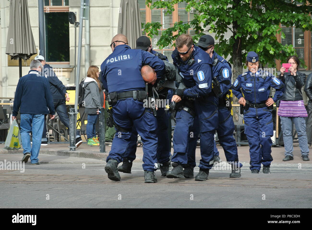 Anti immigrazione protesta a Helsinki Foto Stock